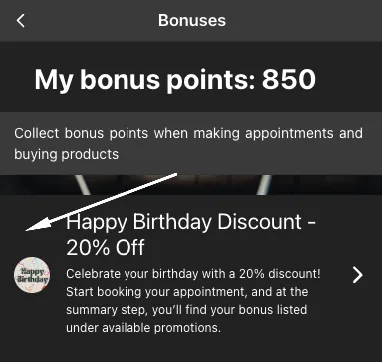 Select birthday bonus