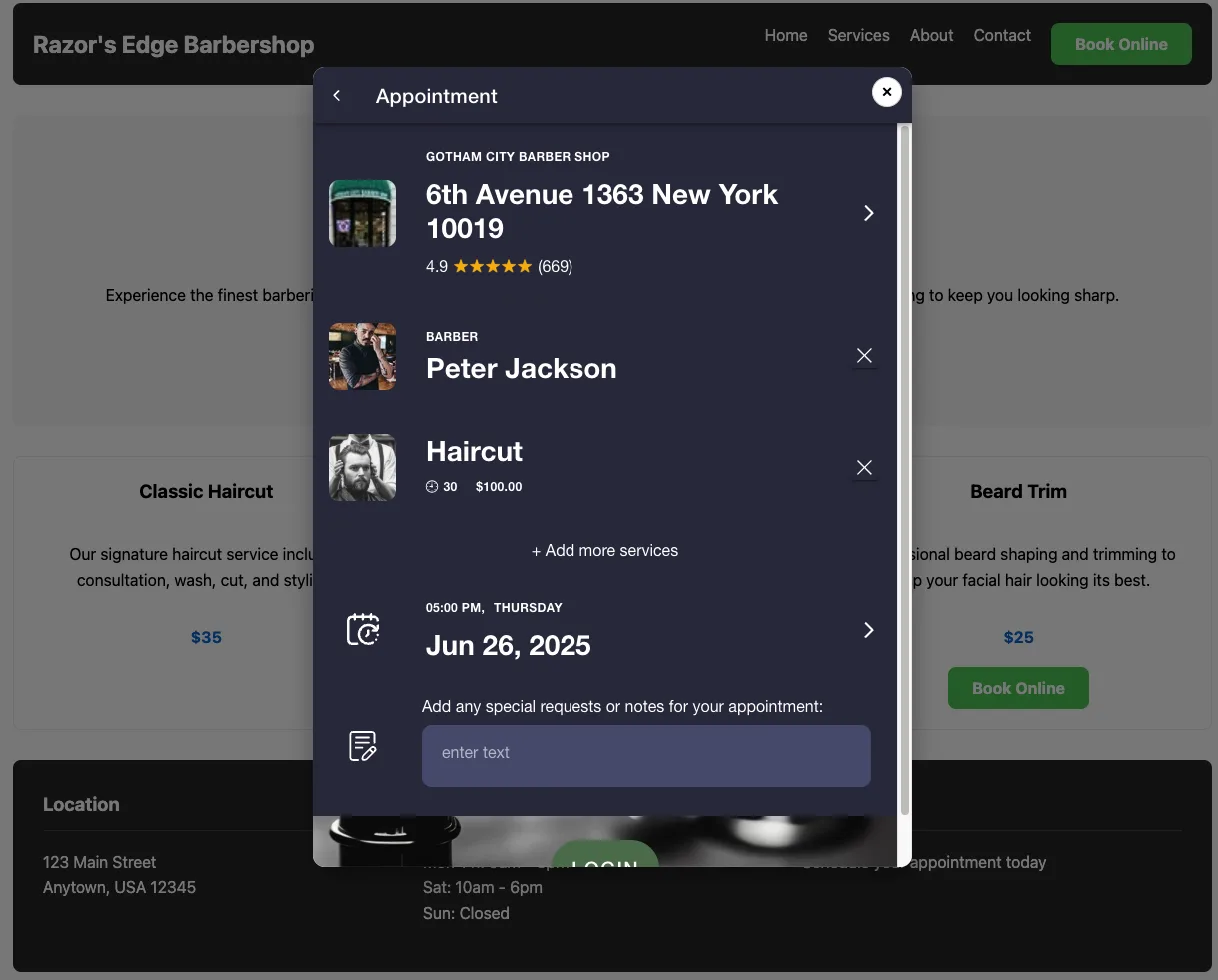 Booking popup widget